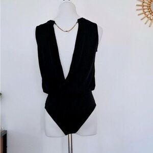 Black Deep V Small Bodysuit